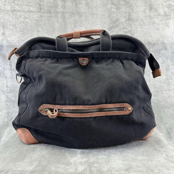 Kakadu Traders Australia Satchel Bag Tote Black Canvas & Leather Travel Hiking - Picture 1 of 14
